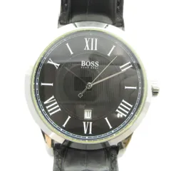 ヒューゴボス HUGO BOSS HB.85.1.14.2186 腕時計 ウォッチ クォーツ ローマン 黒文字盤 カレンダー付き シルバー色 ■GY11 /MQのサムネイル