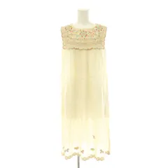 シェリーラファム Cherir la femme 刺繍ノースリーブワンピース 膝丈 M ライトベージュ マルチカラー /DO ■OSのサムネイル
