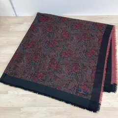 美品 valentino garavani/ヴァレンティノガラヴァーニ ショール/ストール ペイズリー 花柄 レッド系/ブラック フリンジ[OX03492]のサムネイル