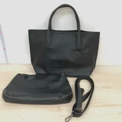 美品 Vittorio Godi ヴィットリオゴーディ トートバッグ ショルダーバッグ ブラック 黒 2点セット ポーチ付[OG00146]のサムネイル