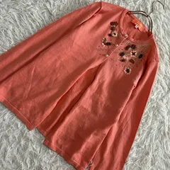 《良品》sunauna 刺繍入りカーディガン サーモンピンク 38 キレイめのサムネイル