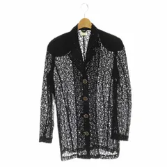 ヴェルサーチ ヴェルサーチェ VERSACE テーラードジャケット レースシャツジャケット フラワー刺繍  シアー 42 ブラック /DF ■GY18のサムネイル