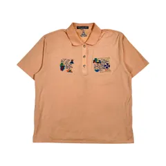 90s HARDY AMIES SPORT ハーディエイミス 刺繍 デザイン 半袖 ポロシャツ サイズ 5/オレンジ系 メンズ ビンテージのサムネイル