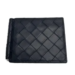BOTTEGA VENETA ボッテガ ヴェネタ イントレチャート マネークリップ ブラック グリーン レザー 二つ折り 札入れ メンズのサムネイル