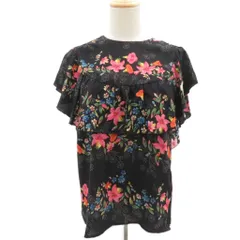 レッド ヴァレンティノ RED VALENTINO ブラウス カットソー シルク 42 黒 ブラック 花柄 フリル 半袖 フラッタースリーブ /YS23 ■GY57のサムネイル