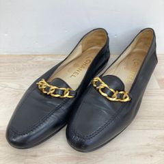 CHANEL/샤넬 펌프스 36 1/2(23.5 cm상당) 코코마크 체인 블랙 플랫 슈즈/로퍼 레이디스[OA05008]