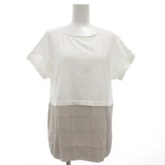 FABIANA FILIPPI ファビアナフィリッピ Tシャツ カットソー 半袖 切替 ドルマンスリーブ 絹 シルク S 白 ホワイト グレー /GVのサムネイル