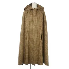 セリーヌ CELINE 千鳥柄 ギャザードケープ フード付き ロング丈 34 茶 ブラウン 2M374408Iのサムネイル