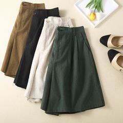 ハーフパンツ レディース 夏 半ズボン 膝丈 パンツ ハーフ丈 綿麻風 ゆったり ストレートパンツ ワイドパンツ レディース きれいめ スーツ