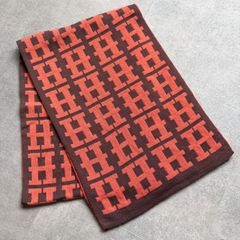 HERMES リバーシブル マフラー ネイビー/ベージュ キャメル - メルカリ