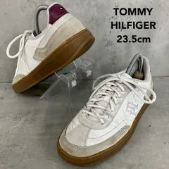TOMMY HILFIGER トミーヒルフィガー 23.5cm FW0FW08186 ヘリテージレザーコートスニーカー ホワイト ローカットスニーカー ガムソール スエード 切り替え カジュアル タウンユース ロゴ ★ ■■のサムネイル
