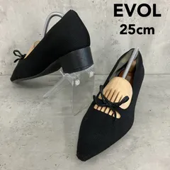 EVOL イーボル ソフトニット リボン パンプス 3.5cmヒール 25cm ブラック 黒 ポインテッドトゥ ローヒール シューズ 靴 ふかふか 履きやすい かわいい おしゃれ ファッション 通勤 合わせやすい コーデ ★ ■■のサムネイル