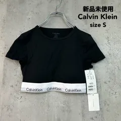 新品未使用 Calvin Klein カルバンクライン S Icon Cotton Modal Tシャツブラレット クロップド丈 ショート丈 ロゴ アンダーウェア インナー ブラック 黒 スポーティー カジュアル ★ ■◆のサムネイル