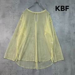 KBF ケービーエフ シアー メッシュ プルオーバー カットソー チュニック 長袖 トップス 透け感 レイヤード 重ね着 バックオープン 涙開き ドロップショルダー ビッグシルエット イエロー 黄色⁠ ★ ■◇ ■◆のサムネイル