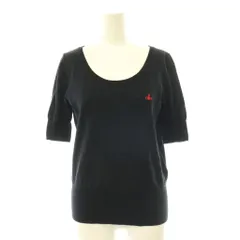 ヴィヴィアンウエストウッドレッドレーベル Vivienne Westwood RED LABEL オーブ刺繍ニット カットソー 五分袖 リネン 2 ブラック /DO ■OSのサムネイル