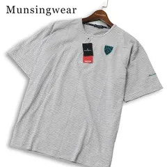 【新品 未使用】 Munsingwear マンシングウェア ゴルフ 春夏★ 半袖 ボーダー ロゴ刺繍 ヘンリーネック Tシャツ Sz.L メンズのサムネイル