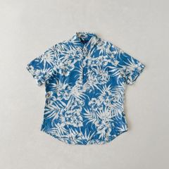 ラルフローレン 綿×麻 アロハシャツ 開襟 半袖 ブルー 美品 - メルカリ