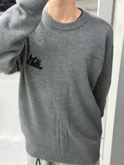 (XL) 麻 레이 올드스쿨 刺繍 ニット グレーのサムネイル
