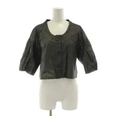 ヴィヴィアンタム VIVIENNE TAM ノーカラー 半袖 ジャケット 上着 0 グレー 黒 ブラック ノーカラー 半袖 パフスリーブ /DUのサムネイル