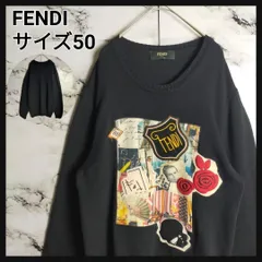 【激レア】FENDI × Karl Lagerfeld ニット 52(XL相当) フェンディ カールラガーフェルド コラボ 刺繍 ビッグロゴ 黒 完売のサムネイル