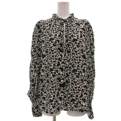ザディグ エ ヴォルテール ZADIG & VOLTAIRE シャツ ブラウス 絹 シルク M 黒 ブラック モノトーン 総柄 ハート柄 フリルネック 長袖 /NXのサムネイル