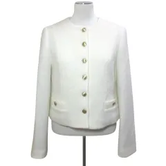 アルアバイル allureville 美品 23AW ブークレショートジャケット ノーカラー 金ボタン 総裏地 ウール 1 S相当 白 ホワイト 202320-10-230-01-01 /Xのサムネイル