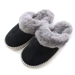 アグ オーストラリア UGG australia スリッポン ムートン 厚底 スエード バイカラー US5 22cm 黒 ブラック グレー /BBのサムネイル