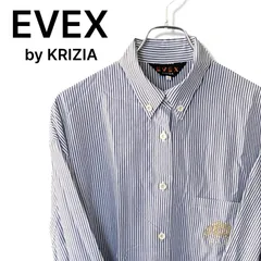 EVEX by KRIZIA レディース エヴェックスバイクリツィア レーヨン100% とろみ 長袖 シャツ ボタンダウン ストライプ 青 白 ブルー ホワイト トラ アニマル 刺繍 ポケット 42 L XL 11号 13号 大きめ 253TYのサムネイル