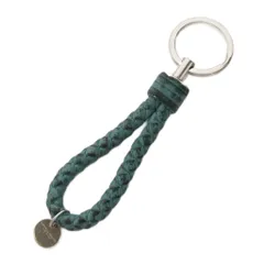 ボッテガヴェネタ BOTTEGA VENETA イントレチャート キーリング キーホルダー レザー メタル 緑 グリーン シルバーカラー /YT ■OHのサムネイル