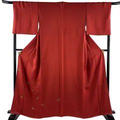 【美品】 付下げ 身丈163.5cm 裄丈68cm L 袷 斉藤三才 落款 三才鳥 金彩 赤 正絹 名品 【中古】のサムネイル