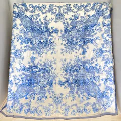 美品 VALENTINO GARAVANI スカーフ/大判ストール 花柄 フラワー/ブルー×ホワイト ヴァレンティノガラヴァーニ[ON01573]のサムネイル