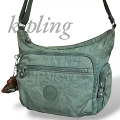 【MY0865】kipling キプリング ショルダーバッグ 斜め掛け 肩掛け グリーン ナイロン ゴリラチャーム ファスナー レディースのサムネイル
