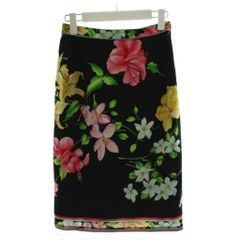 美品】レオナール 高級シルクウール 花柄 ジュエリーモチーフ スカート