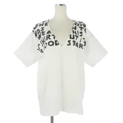 エムエムシックス メゾンマルジェラ MM6 Maison Margiela エイズプリント Vネック プルオーバーシャツ 半袖 コットン 38 白 ホワイトのサムネイル