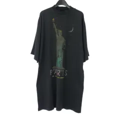 バレンシアガ BALENCIAGA 24SS 自由の女神 パリプリント Tシャツ カットソー ドレス ダメージ加工 半袖 2 黒 ブラック 739037のサムネイル
