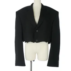 バレンシアガ BALENCIAGA 25SS カットオフ シングルブレスト ジャケット ビッグシルエット ショート丈 34 黒 ブラック 839295のサムネイル