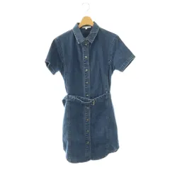 カルヴェン CARVEN デニムワンピース S ブルー デニムブルー 半袖 シャツ襟 ミニ丈 ベルト付き /OK ■OSのサムネイル