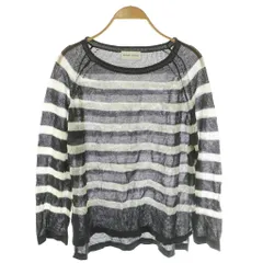 ヒューマンウーマン HUMAN WOMAN Tシャツ カットソー 長袖 ボーダー柄 M 白 ホワイト グレー /SS ■OSのサムネイル