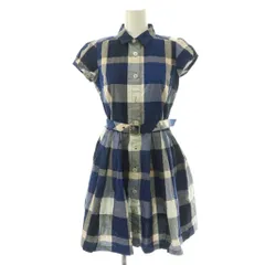 ブルーレーベルクレストブリッジ BLUE LABEL CRESTBRIDGE ワンピース ミニ 半袖 チェック柄 ベルト付き 36 青 55J61-377-25 /MI ■OSのサムネイル