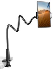[76CM 첫 등장] 타블렛 스마트 폰 양용 스탠드 자면서 전 기종 대응 iPhoneiPad 암 스탠드 360 자유 회전 토대 강화 안정성 플렉시블 암 부착 유연 자유 조절 폭넓은 호환성 4-10.6 인치 수첩형 케이스 대응 가능 블랙 1