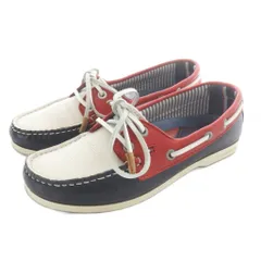 トミーヒルフィガー TOMMY HILFIGER デッキシューズ レザー 23cm 紺 ネイビー 赤のサムネイル