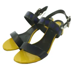 フェンディ FENDI アンクルストラップチャンキーヒールサンダル 38 黒 ブラック 黄色 イエロー /SS ■OSのサムネイル