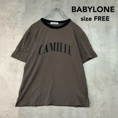 BABYLONE バビロン F CAMILLEバイカラーTシャツ カットソー 半袖 リンガーTシャツ ロゴプリント フロントロゴ コットン100% チャコールグレー バイカラー カジュアル シンプル トレンド ★ ■◆のサムネイル