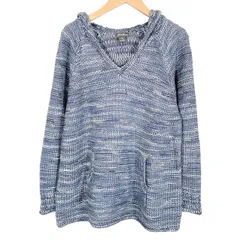 エディーバウアー EDDIE BAUER フード付き 長袖ニットパーカー ブルー グレー Mのサムネイル