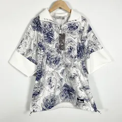 アディダス バイ ステラマッカートニー adidas by Stella McCartney タグ付き トレーニングウェア ハーフジップ 総柄 ロゴ 白 ホワイト Mのサムネイル