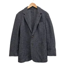 アルチザン ARTISAN ジャケット ツイード サイドベンツ 2ボタン ダークネイビー グレー サイズS  のサムネイル