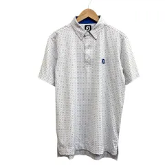 フットジョイ FootJoy 半袖ポロシャツ ゴルフウェア 総柄 ストレッチ素材 ホワイト ブルー サイズM のサムネイル