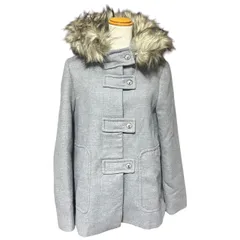 ザラ ZARA 長袖ダッフルコート フルジップ 無地 グレー XSのサムネイル