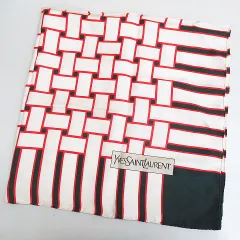 イヴサンローラン YVES SAINT LAURENT シルク 大判 スカーフ ダークグリーン系 格子柄 ロゴ ファッション小物のサムネイル