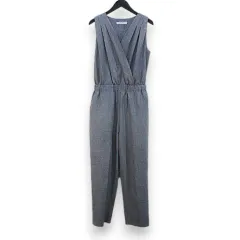 ローズバッド ROSE BUD ノースリーブ オールインワン パンツ ロング F 灰系 グレー カシュクール ウエストゴム タック 裏地のサムネイル
